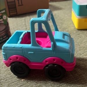 Fisher Price Little People Blue Barbie Truck Jeep Atv Vehicle Smile!